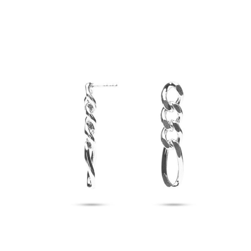 MILLENNE Millennia 2000 Figaro Chain Stud Silver Drop Earrings with 925 Sterling Silver