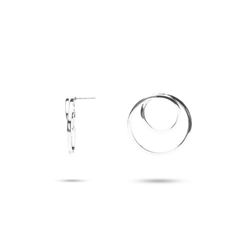 MILLENNE Minimal Double Circles Silver Stud Earrings with 925 Sterling Silver