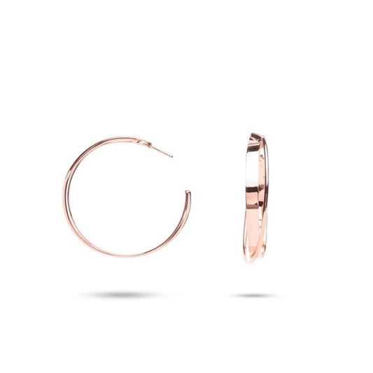 MILLENNE Minimal Criss Cross Stud Rose Gold Hoop Earrings with 925 Sterling Silver