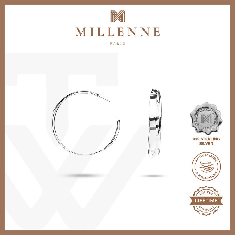 MILLENNE Minimal Criss Cross Stud Silver Hoop Earrings with 925 Sterling Silver