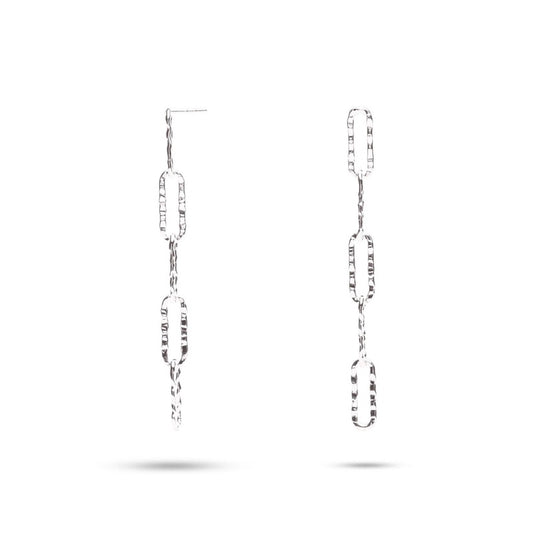 MILLENNE Millennia 2000 Hammered Paper Clip Chain Silver Drop Earrings with 925 Sterling Silver