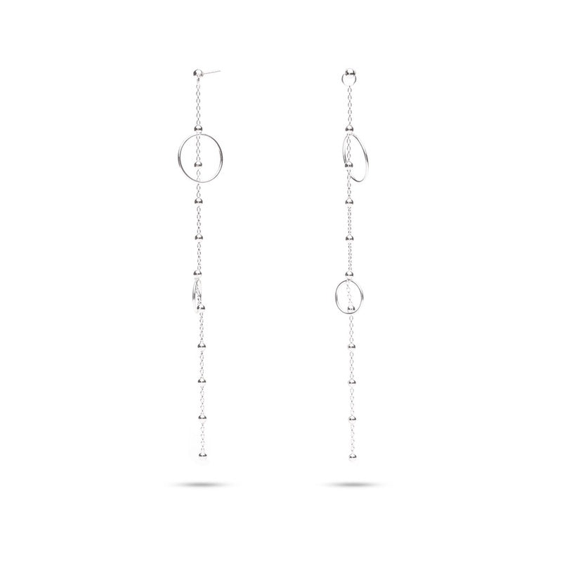 MILLENNE Minimal Satellite Halo Silver Chain Stud Earrings with 925 Sterling Silver