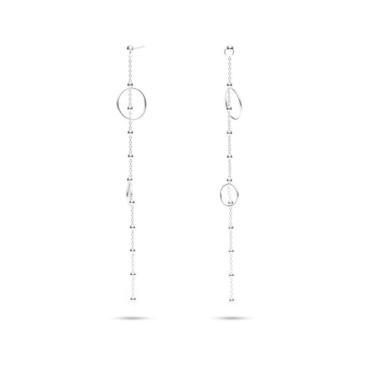 MILLENNE Minimal Satellite Halo Silver Chain Stud Earrings with 925 Sterling Silver