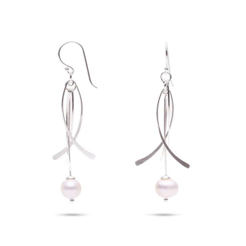 MILLENNE Millennia 2000 Freshwater Pearls Beaded Silver Dangle Earrings with 925 Sterling Silver