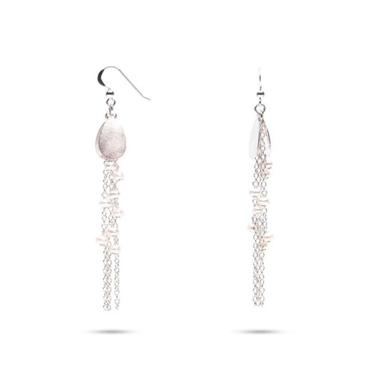 MILLENNE Millennia 2000 Freshwater Pearls Earrings Beaded Silver Dangle Earrings with 925 Sterling Silver