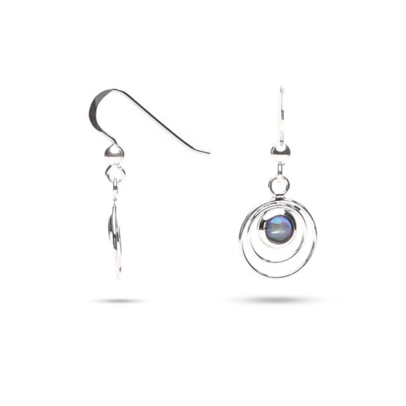 MILLENNE Millennia 2000 Abalone Shell Concentric Silver Hook Earrings with 925 Sterling Silver