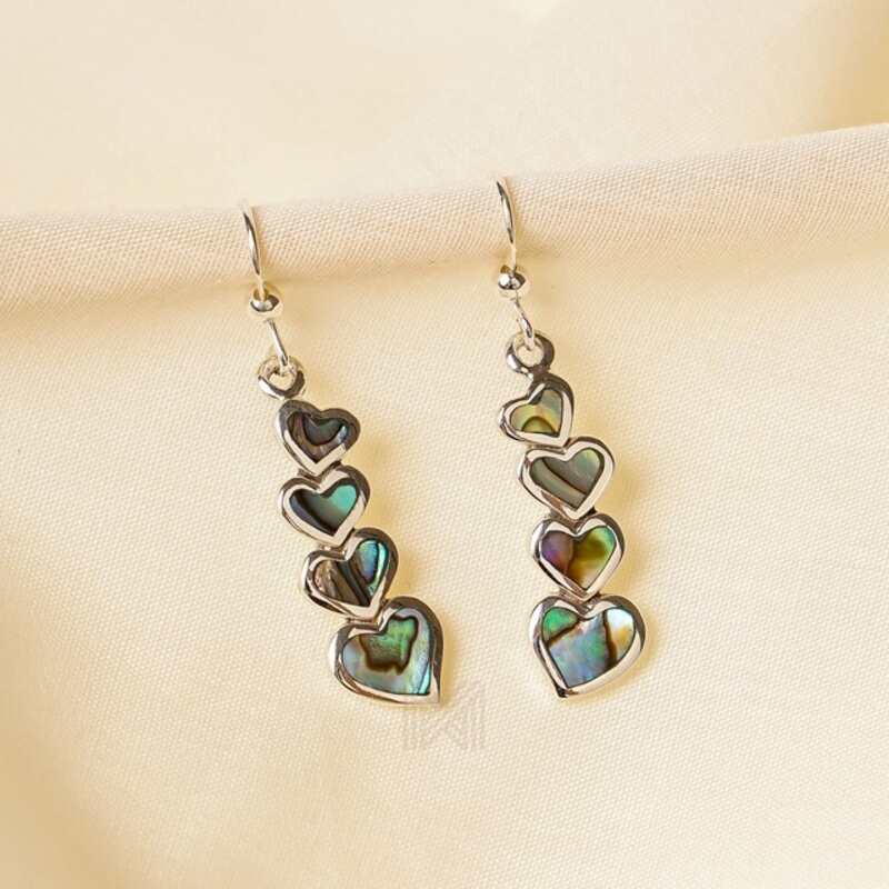 MILLENNE Millennia 2000 Abalone Shell Love Silver Dangle Earrings with 925 Sterling Silver