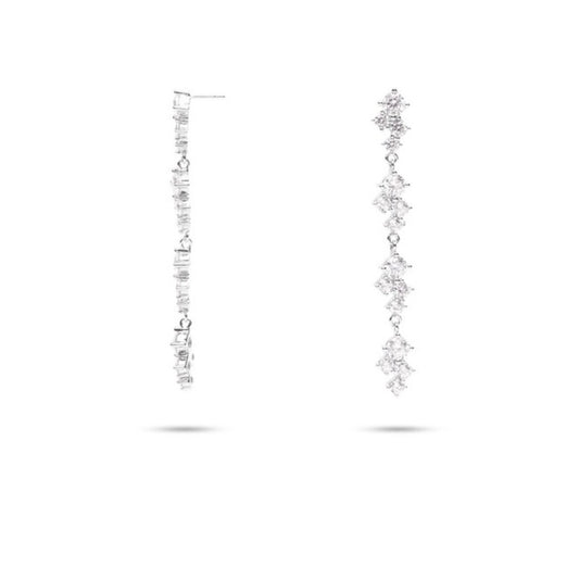 MILLENNE Made For The Night Diamond Triads Cubic Zirconia Rhodium Drop Earrings with 925 Sterling Silver