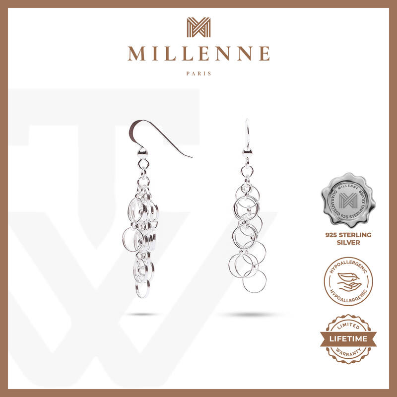 MILLENNE Millennia 2000 Entangled Hook Silver Dangle Earrings with 925 Sterling Silver