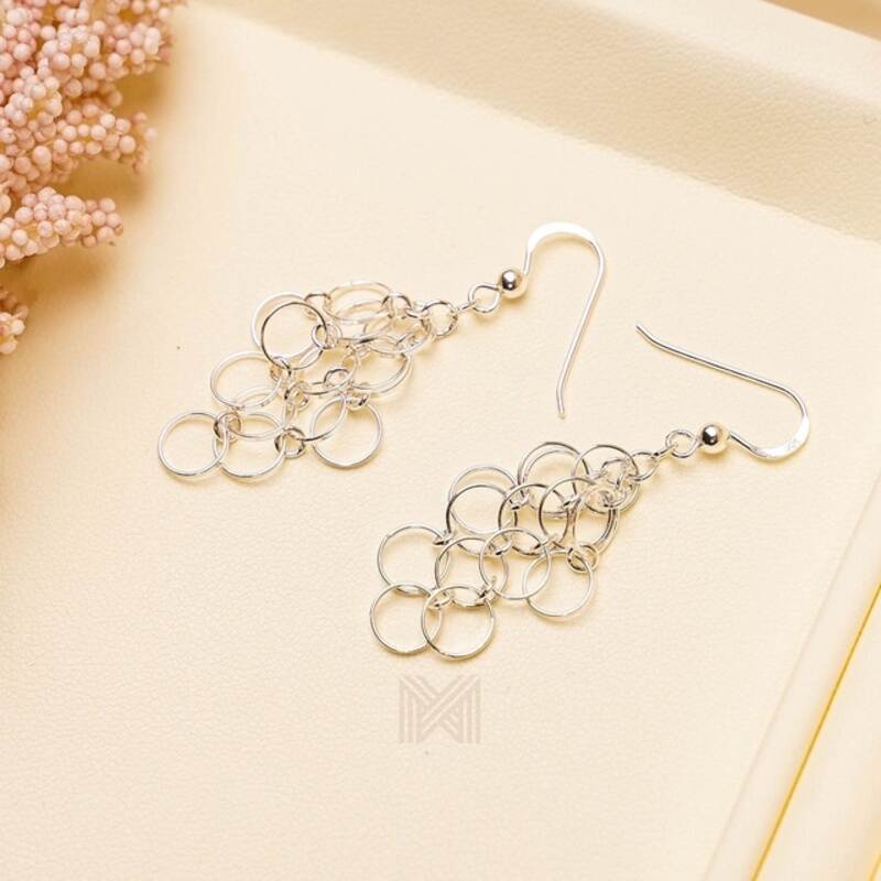 MILLENNE Millennia 2000 Entangled Hook Silver Dangle Earrings with 925 Sterling Silver