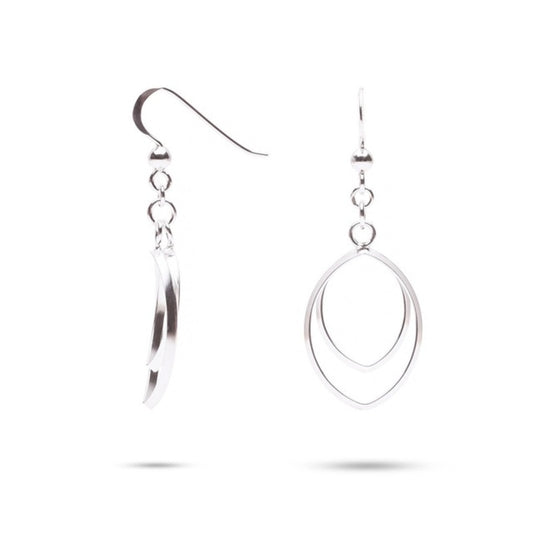 MILLENNE Minimal Double Oval Hook Silver Hook Earrings with 925 Sterling Silver