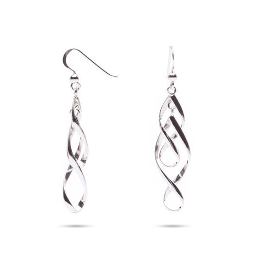 MILLENNE Millennia 2000 Swirl Hook Silver Dangle Earrings with 925 Sterling Silver