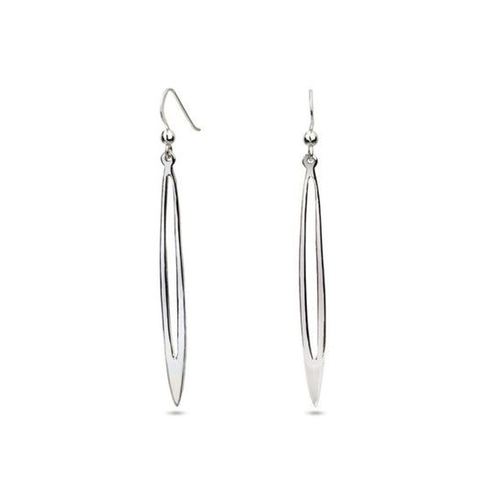 MILLENNE Minimal Narrow Ovals Silver Hook Earrings with 925 Sterling Silver