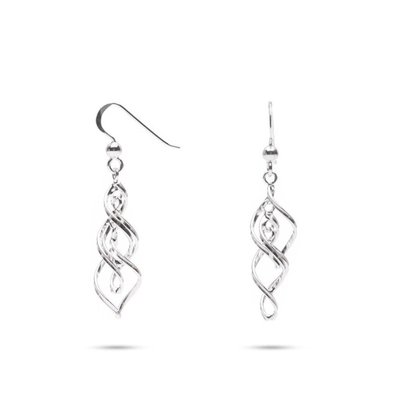 MILLENNE Millennia 2000 Twisty Hook Silver Dangle Earrings with 925 Sterling Silver