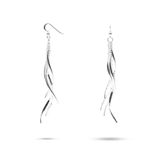 MILLENNE Millennia 2000 Spiral Thread Hook Silver Dangle Earrings with 925 Sterling Silver