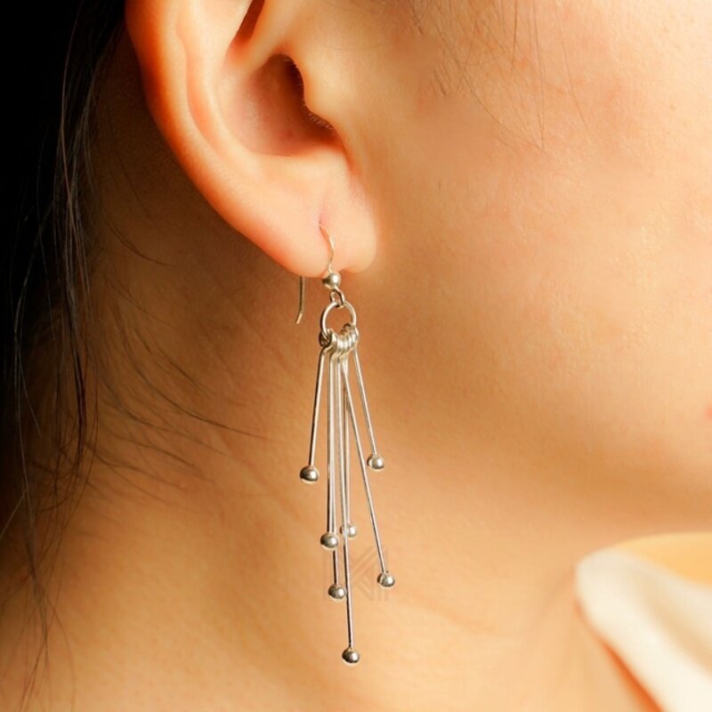 MILLENNE Millennia 2000 Ball Hook Silver Dangle Earrings with 925 Sterling Silver