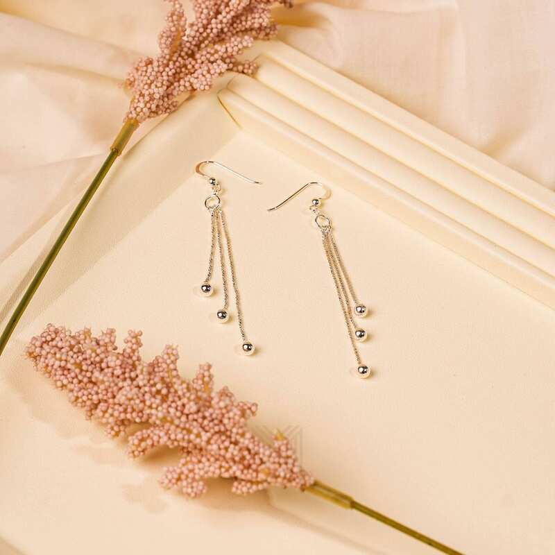 MILLENNE Millennia 2000 Ball Hook Silver Dangle Earrings with 925 Sterling Silver