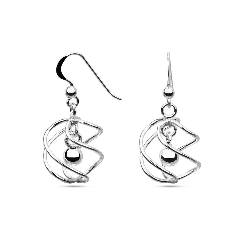 MILLENNE Millennia 2000 Intertwined Ball Hook Silver Dangle Earrings with 925 Sterling Silver