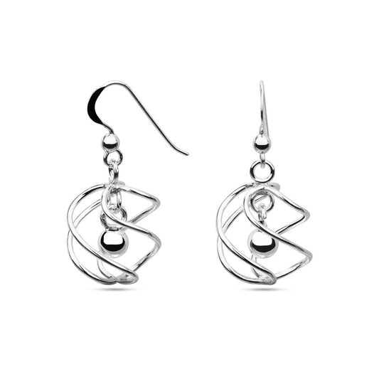 MILLENNE Millennia 2000 Intertwined Ball Hook Silver Dangle Earrings with 925 Sterling Silver