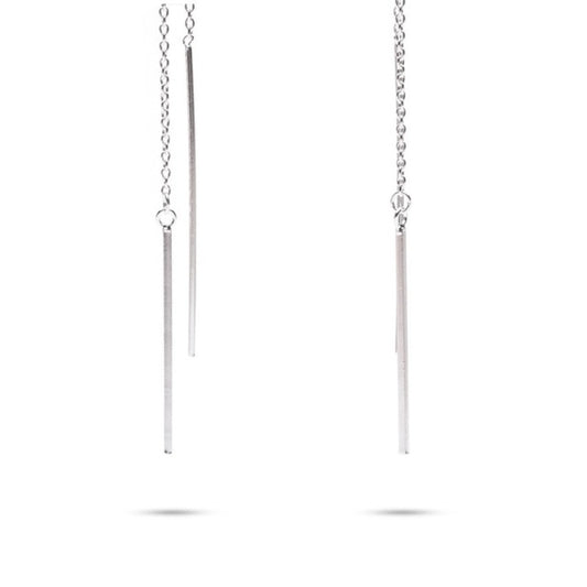 MILLENNE Minimal Dainty Thread Silver Threader Earrings with 925 Sterling Silver