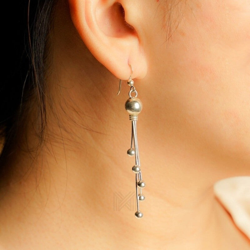 MILLENNE Millennia 2000 Chandelier Hanging Ball Hook Silver Dangle Earrings with 925 Sterling Silver