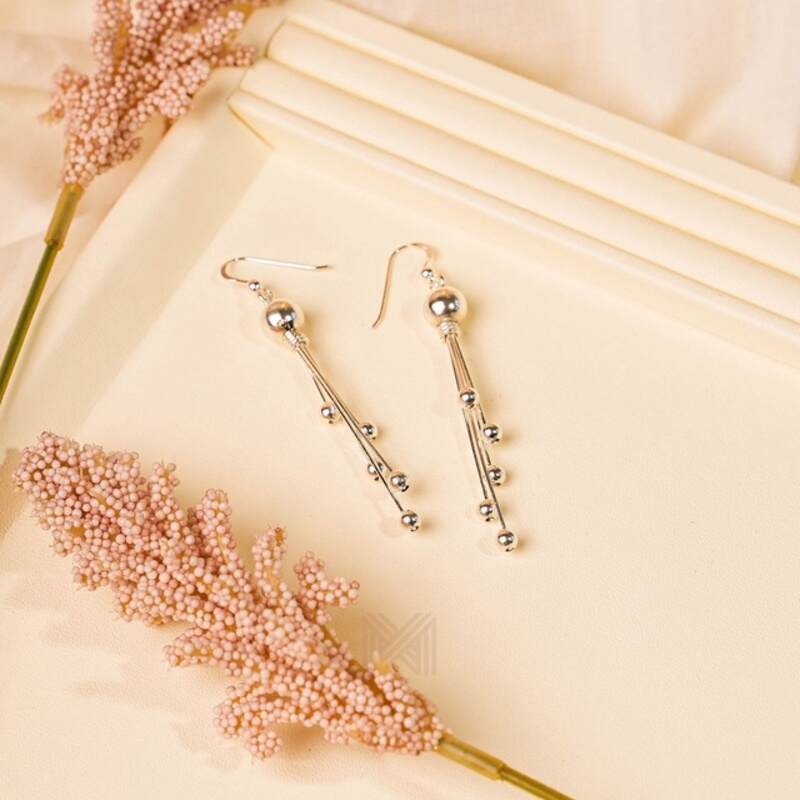 MILLENNE Millennia 2000 Chandelier Hanging Ball Hook Silver Dangle Earrings with 925 Sterling Silver