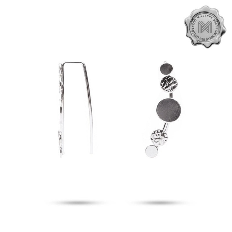 MILLENNE Minimal Multiple Discs Ear Pins Silver Threader Earrings with 925 Sterling Silver