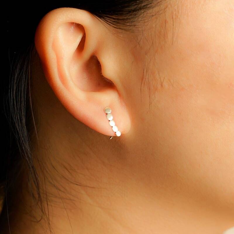 MILLENNE Minimal Circle Disk Ear Pins Silver Earrings with 925 Sterling Silver