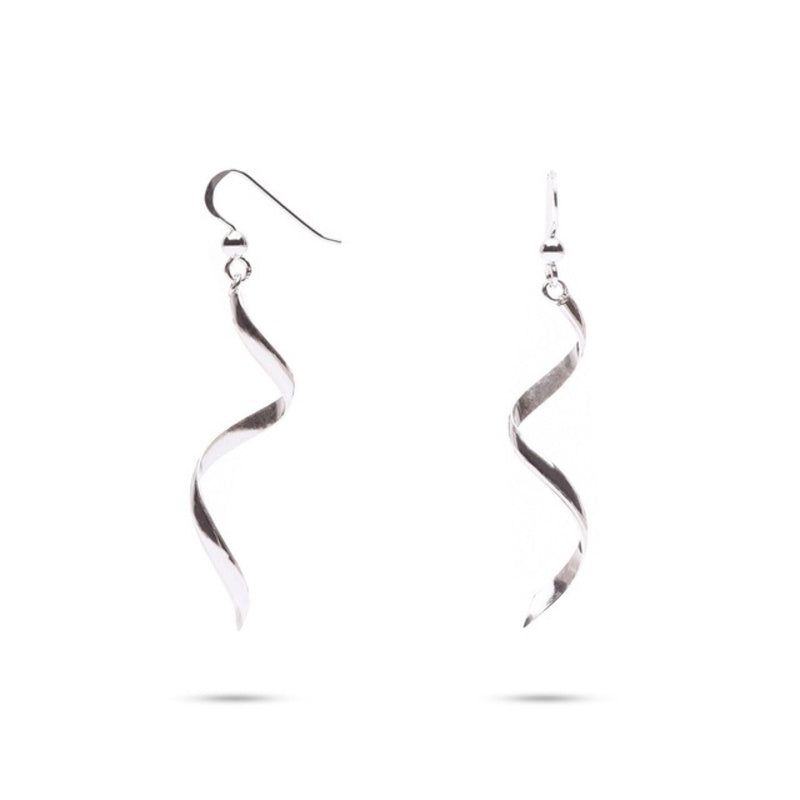 MILLENNE Minimal Ribbon Silver Hook Earrings with 925 Sterling Silver