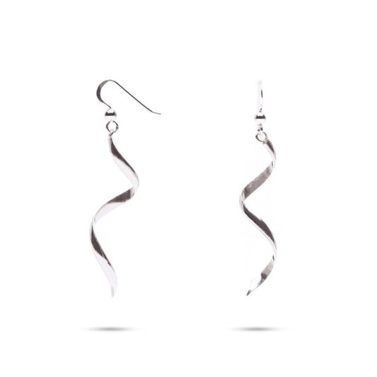 MILLENNE Minimal Ribbon Silver Hook Earrings with 925 Sterling Silver