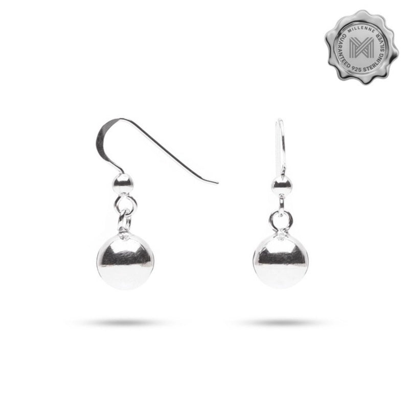 MILLENNE Minimal Ball Silver Hook Earrings with 925 Sterling Silver