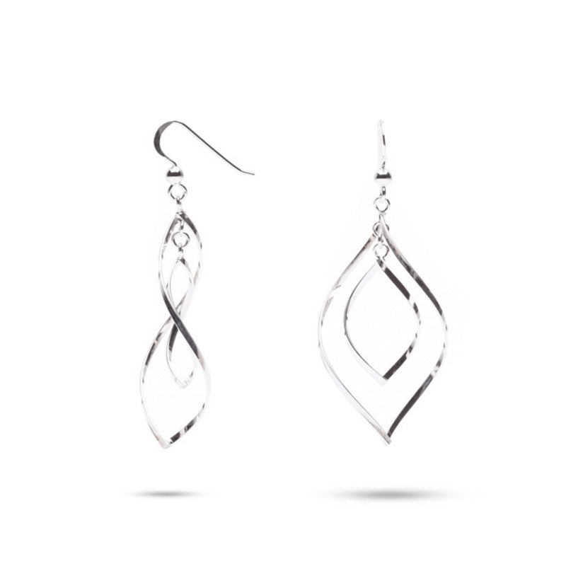 MILLENNE Millennia 2000 Hook Oval Links Hook Silver Dangle Earrings with 925 Sterling Silver