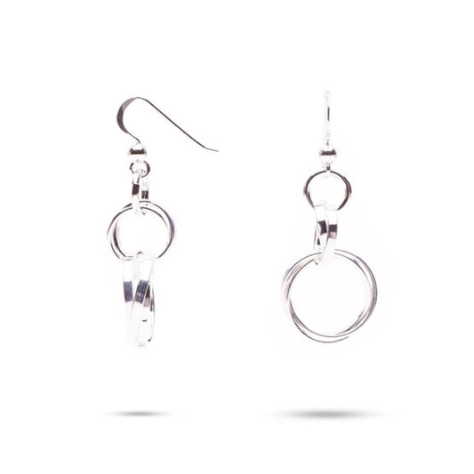 MILLENNE Millennia 2000 Interlock Hook Silver Dangle Earrings with 925 Sterling Silver