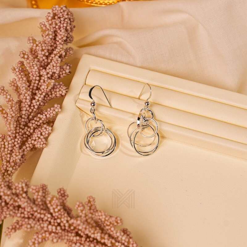 MILLENNE Millennia 2000 Interlock Hook Silver Dangle Earrings with 925 Sterling Silver