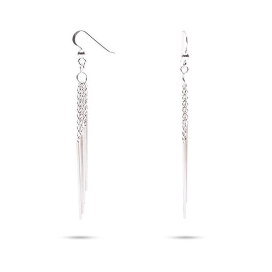 MILLENNE Millennia 2000 Dangle Bar Hook Silver Dangle Earrings with 925 Sterling Silver