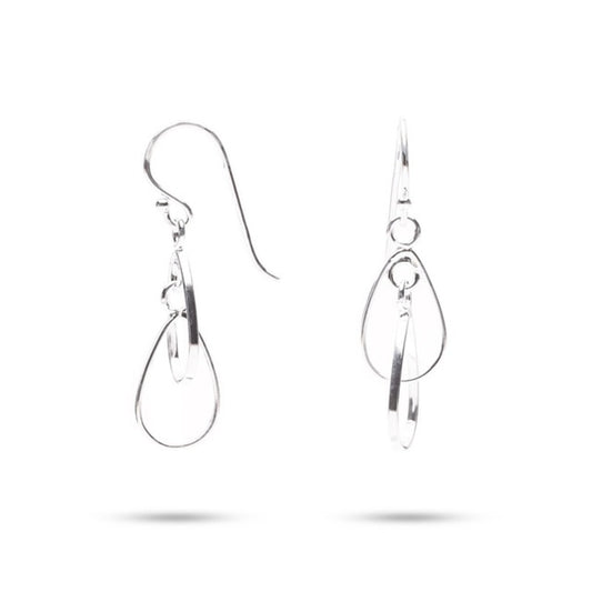 MILLENNE Millennia 2000 Pear Shape Hook Silver Dangle Earrings with 925 Sterling Silver