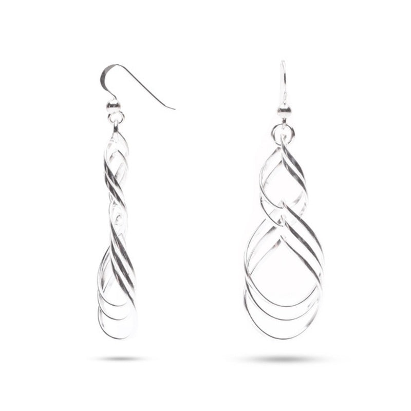 MILLENNE Millennia 2000 Interlock Droplet Hook Silver Dangle Earrings with 925 Sterling Silver