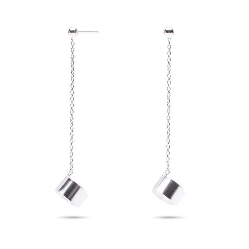 MILLENNE Minimal Ball Earring and Ear Cuff  Silver Chain Earrings with 925 Sterling Silver