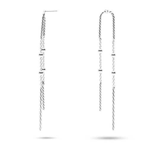 MILLENNE Minimal Inverted U Silver Threader Earrings with 925 Sterling Silver