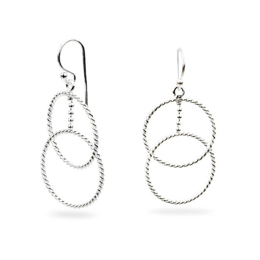 MILLENNE Millennia 2000 Circle Links Hook Silver Dangle Earrings with 925 Sterling Silver