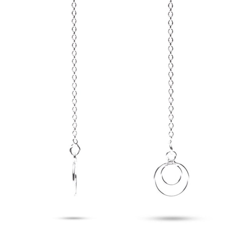 MILLENNE Minimal Circle Silver Threader Earrings with 925 Sterling Silver