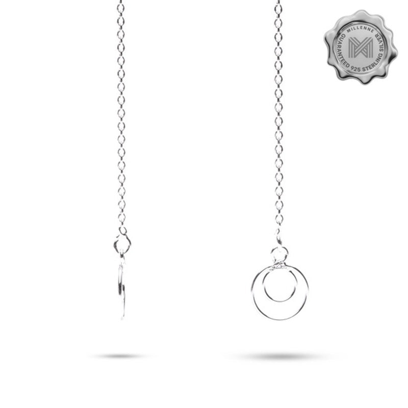 MILLENNE Minimal Circle Silver Threader Earrings with 925 Sterling Silver