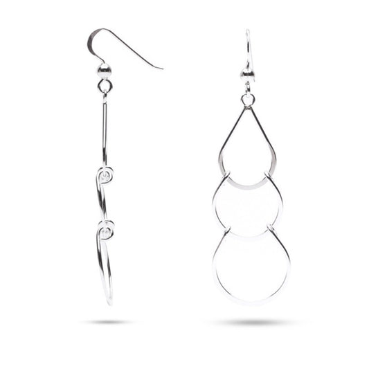 MILLENNE Millennia 2000 Graduated Pear Hook Silver Dangle Earrings with 925 Sterling Silver