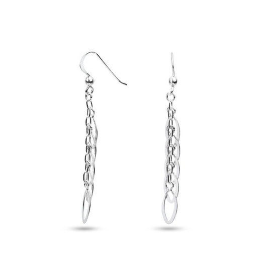 MILLENNE Millennia 2000 Multiple Oval Hook Silver Dangle Earrings with 925 Sterling Silver