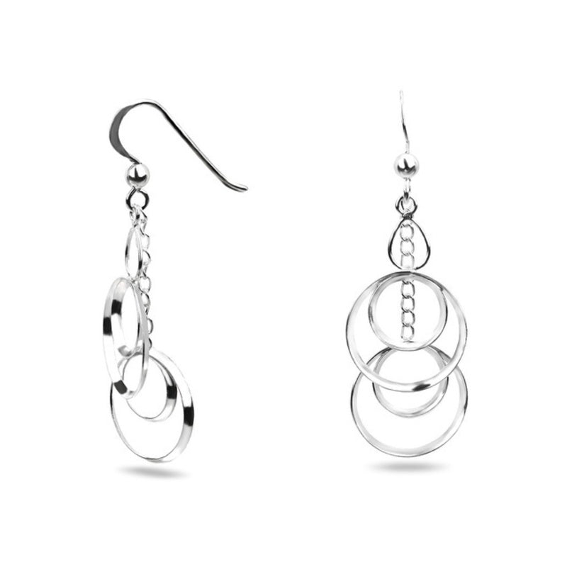 MILLENNE Millennia 2000 Multi-Oval Interlock Hook Silver Dangle Earrings with 925 Sterling Silver