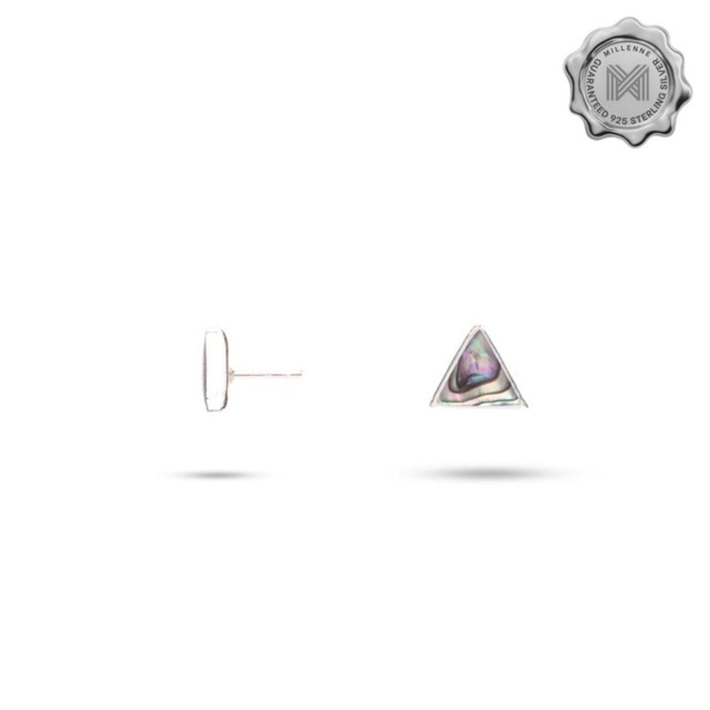 MILLENNE Millennia 2000 Abalone Shell Triangle Silver Stud Earrings with 925 Sterling Silver