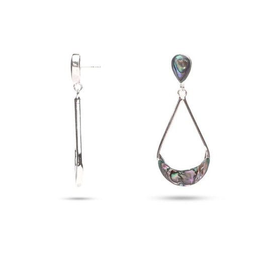 MILLENNE Minimal Abalone Shell Pear Shape Silver Teardrop Earrings with 925 Sterling Silver