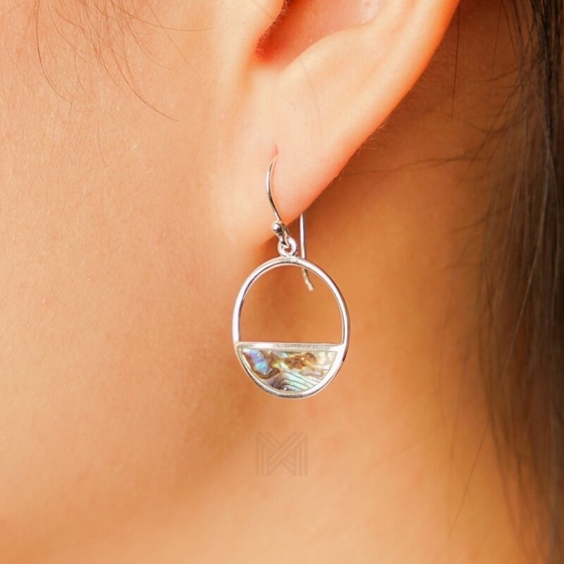 MILLENNE Minimal Abalone Shell Lotus Hook, Decorated with Shell  Silver Hook Earrings with 925 Sterling Silver
