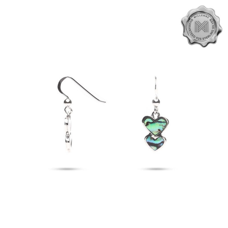 MILLENNE Millennia 2000 Abalone Shell Heart Silver Hook Earrings with 925 Sterling Silver