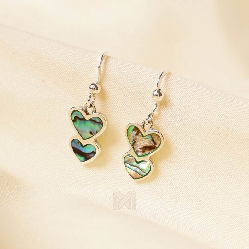 MILLENNE Millennia 2000 Abalone Shell Heart Silver Hook Earrings with 925 Sterling Silver